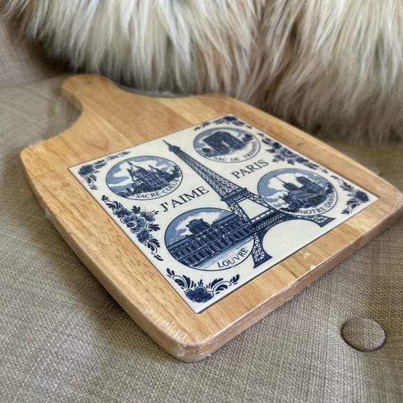 J’Aime Paris France Ceramic Wood Decorative Cutting Board, New in Plastic - Picture 2 of 4